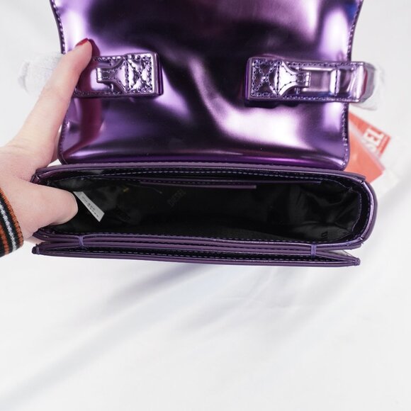 Diesel 1DR Top Handle Shoulder Bag In Purple Mirrored Leather - NWT & Dust Bag - Picture 9 of 12